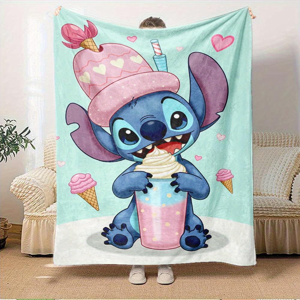 1pc Flannel Cute Stitch Cartoon Pattern Bed Small Cover Blanket Sofa Blanket Birthday Gift Home Decoration 's Room Bedroom
