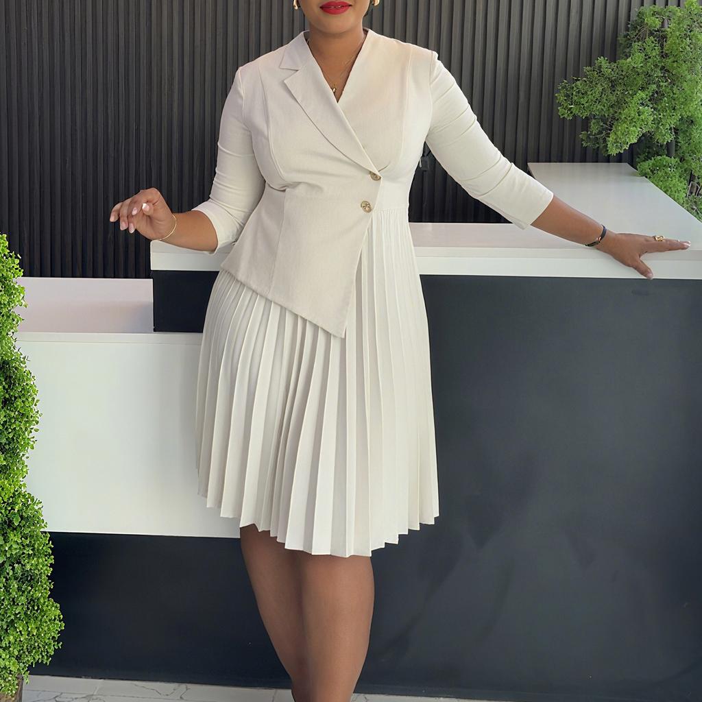 Autumn new autumn elegant fashion suit collar seven-quarter sleeve temperament commuter dress