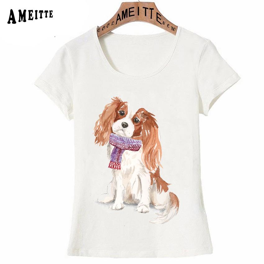 Mantén la Calma Y Camiseta con Estampado de Spaniel del Rey Carlos Cavalier Moda de Verano Camiseta para Mujer Divertida