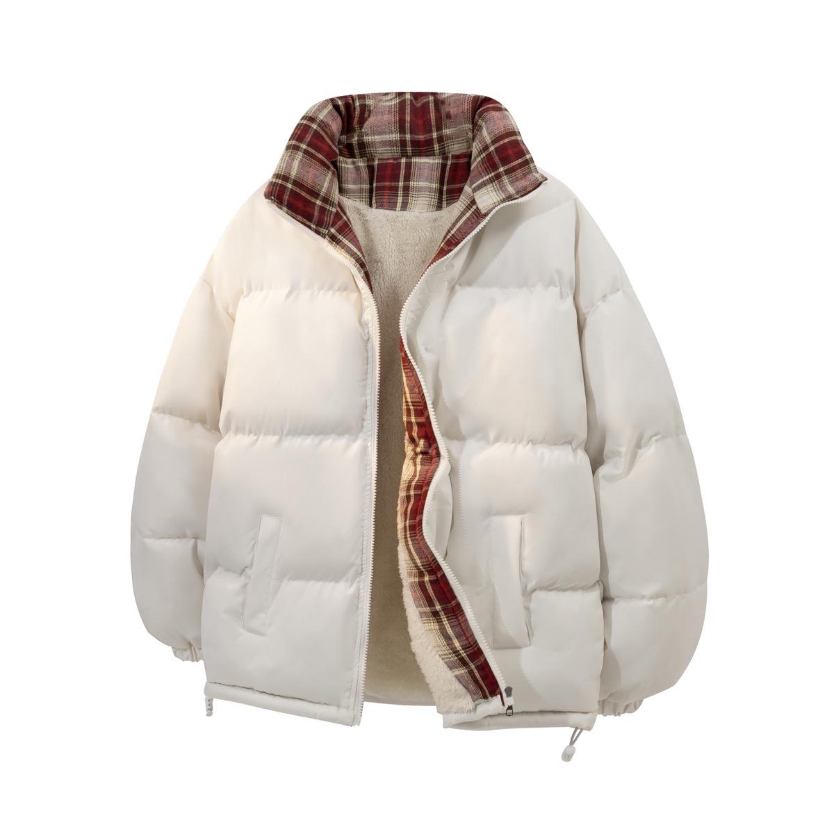 

Men s 2025 Winter Patchwork Puffer Jacket - Fashionable Velvet-Lined Casual Coat 4XL брудно-білий