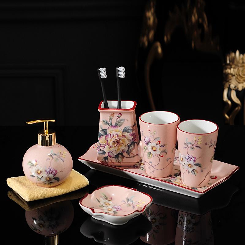 Ice cracked ceramic bathroom wash set bathroom mouthwash cup hand soap bottle soap dish toothbrush holder bathroom accessories