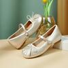 Fashion Inner Height Increase Silver Mary Jane Pumps Women's Summer Flats 2025 New Ballet Shoes with Skirt Small Leather Shoes for Women