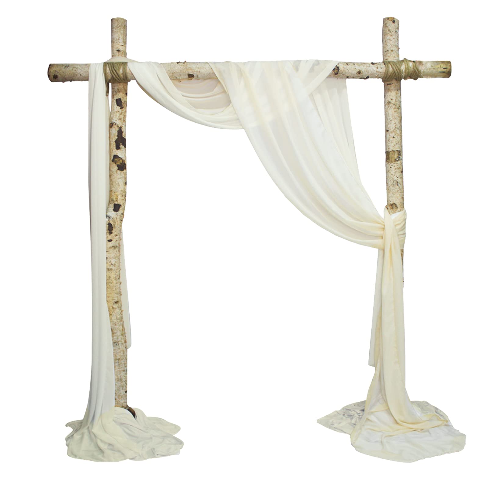 

URROMA Свадебный драпировочный фон из шифона, свадебные шторы для помещений и улицы, ткань цвета слоновой кости, 2 штуки, для приемов