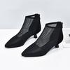 High Heels Damen 2025 Frühling neu Europäischer und Amerikanischer Stil feiner Absatz spitz zulaufend Mesh Römersandalen Netzstiefel atmungsaktive kleine Stiefel Einzelne Schuhe