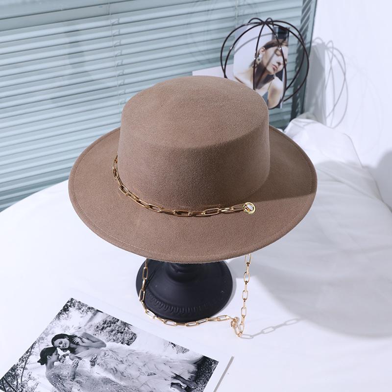 Autumn and Winter New Women's Fashion Versatile Top Hat Retro Simple Elegance Charm Real Wool Felt Hat