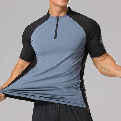 Sudadera de seda de hielo para hombre, elástica, transpirable, de alta calidad, deportiva, de manga corta