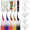 10Pcs Unfinished Acrylic Bookmarks with Tassels Bookmarks Paintable Page Marker for Adult Kid Painting Art Craft Project