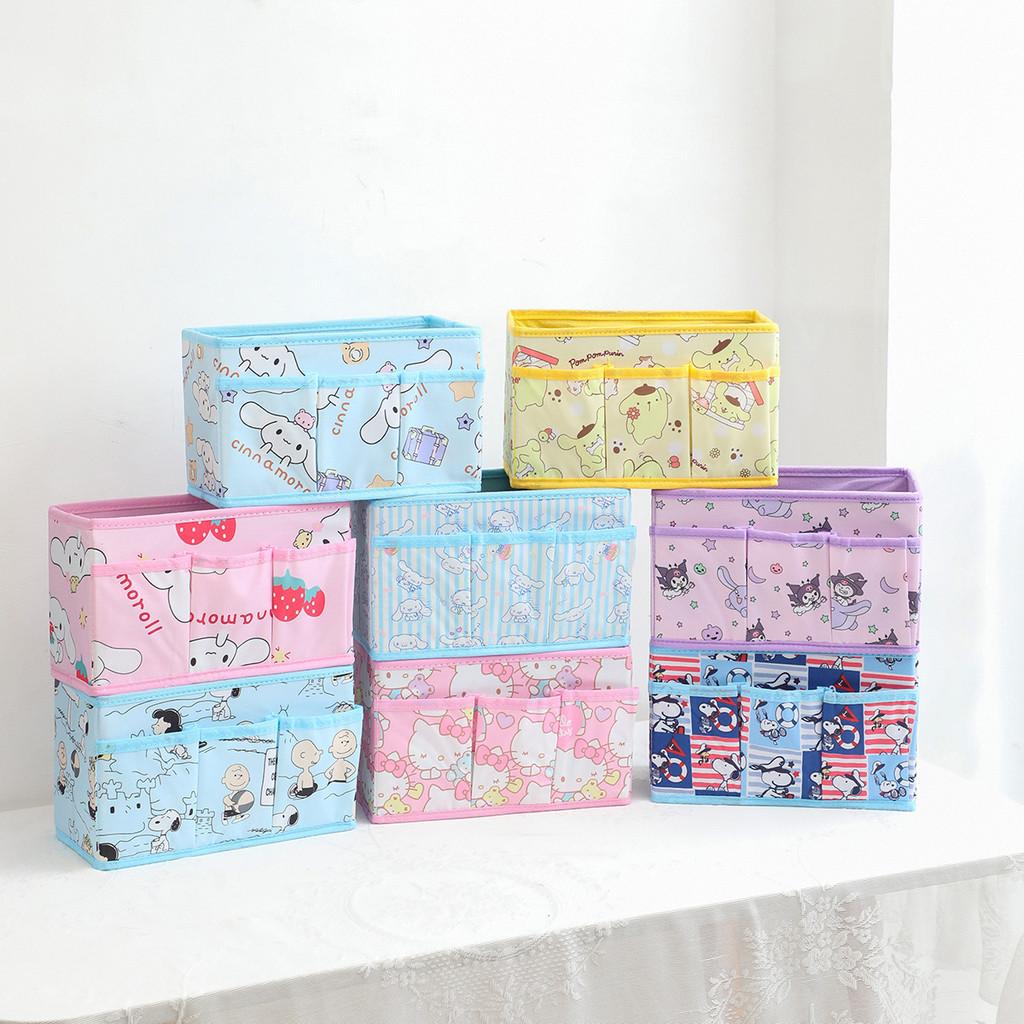 Hello Kitty Kuromi Pochacco Pattern Multi Pocket Foldable Desktop Storage Box For Bedroom And Office Organization