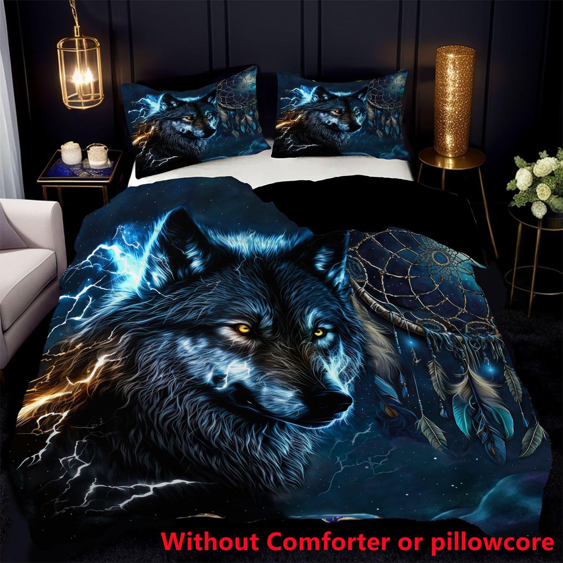 

Wolf King Dream Catcher Digital Printing 3D Quilt Cover, Bedding Home Textile Three-Piece Set, Made 135 * 200cm 50 * 80cm * 1 two-piece set