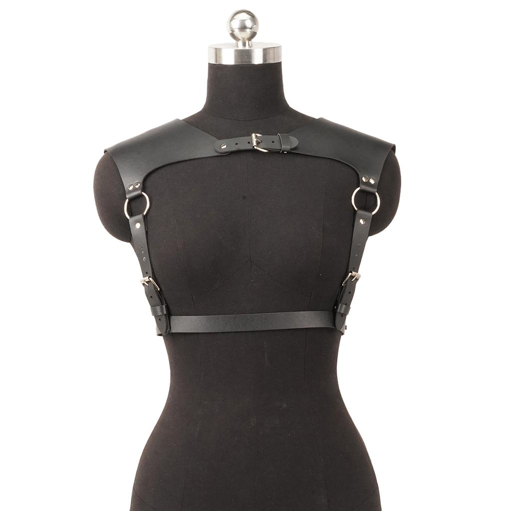 Women Fashion Belt Pu Leather Body Shoulder Armor Chest Harnesssword Belt Shoulder Strap Harness Women Clothing Open Cage Bra