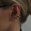 SHIXIN Minimalist Stainless Steel Chunky Triple Ring Clip-On Earrings Women Punk Non-Piercing Ear Cuffs Cartilage Trendy Jewelry