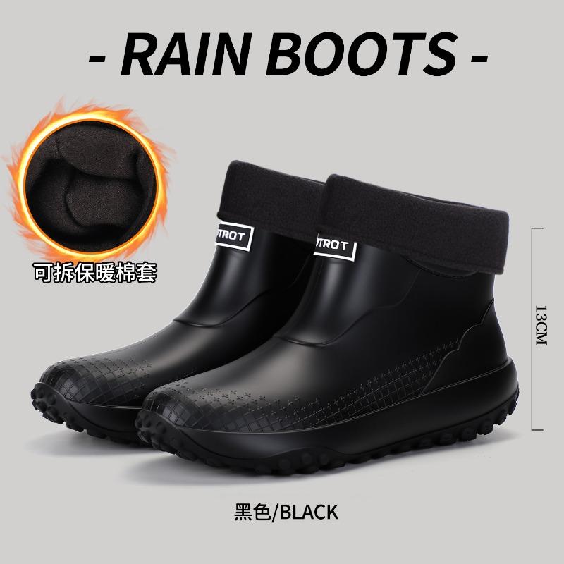 Short rain shoes couple men and women waterproof shoes non-slip rain boots wear-resistant students hiking cycling water boots outdoor wear warm