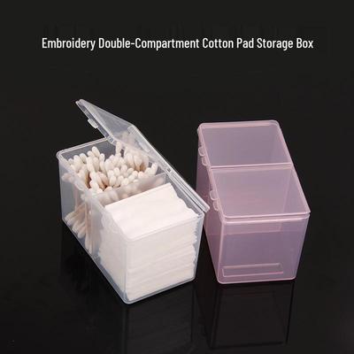 Transparent Acrylic Cotton Pad and Nail Art Storage Box with Double Compartments