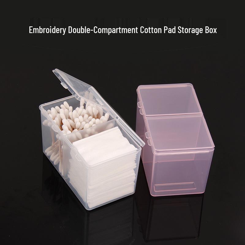 Transparent Acrylic Double Compartment Cotton Pad & Nail Art Storage Box