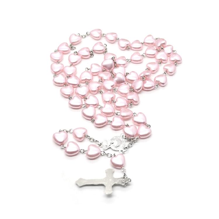Religion Christian Faux Pearls Rosary Necklace For Women Crossed Pendant Clavicle Chain Beads Chains Fashion Jewelry