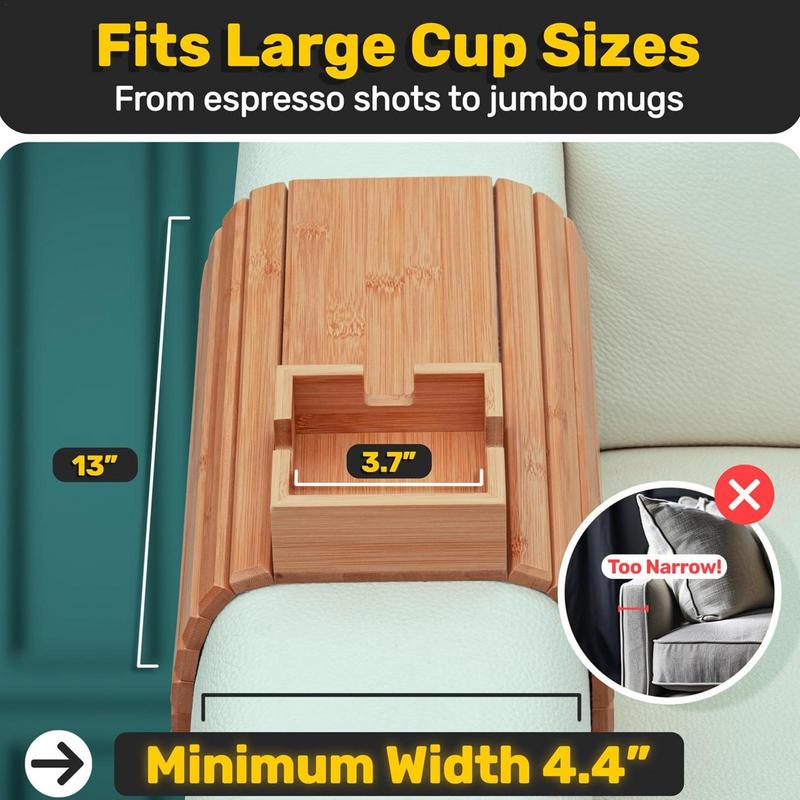 Bamboo Sofa Arm Tray, Anti-fall Sofa Arm Tray, Foldable Sofa Arm Tray Sofa Arm Table, Used For Dining, Snacks, Remote Control