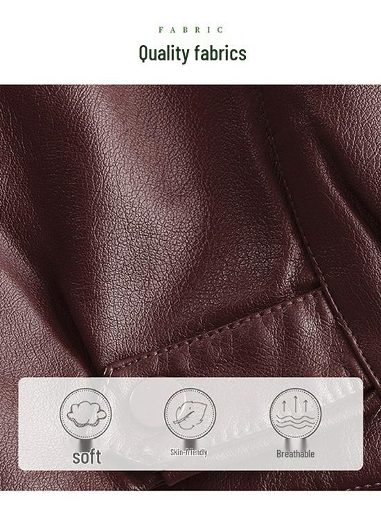 Stilvolle Faltenreduzierende Damen-Lederjacke mit kurzem Revers für Frühling und Herbst