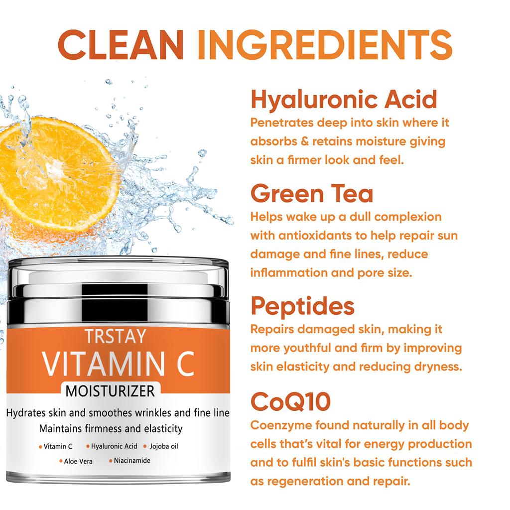 Vitamin C, Hyaluronic Acid,Aloe Vera, Day &Night Cream Moisturizing and Lightening Fine Lines Moisturizing Tightening Whitening Cream