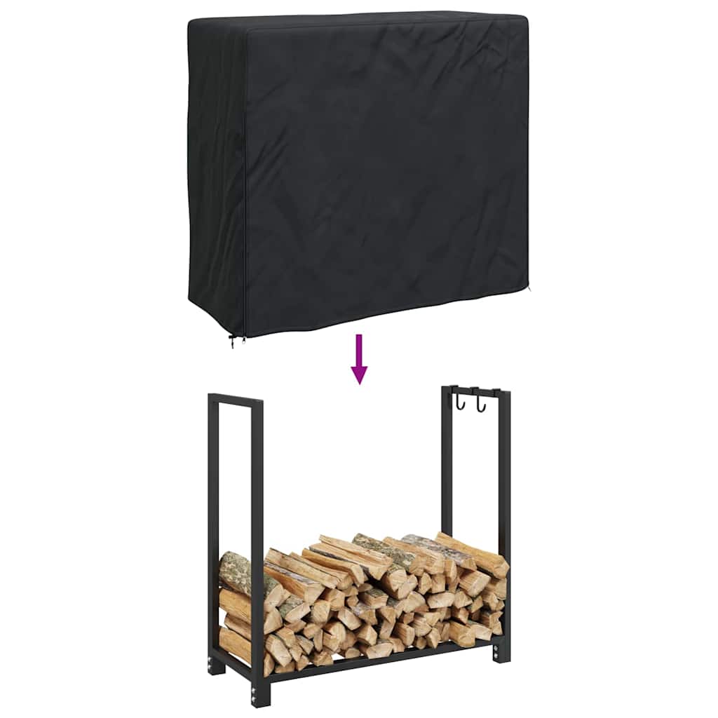 Fireplace Log Rack Cover Solid Black 210D Oxford Fabric