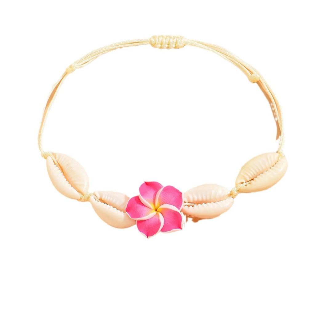 European and American Summer Fashion Necklace, Soft Pottery Flower Shell Bracelet, Woven Adjustment Anklet, Seaside Vacation Jewelry