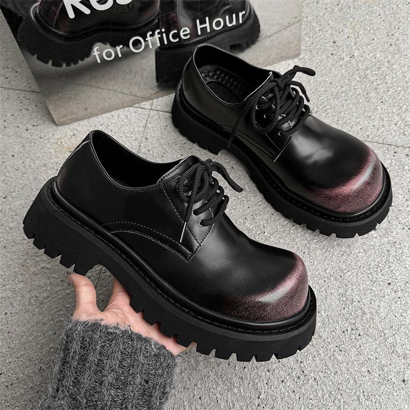 Store størrelser herremote ekte skinnsko snøresko plattform derby sko hip hop punk store tå cowboy designer sneakers fottøy