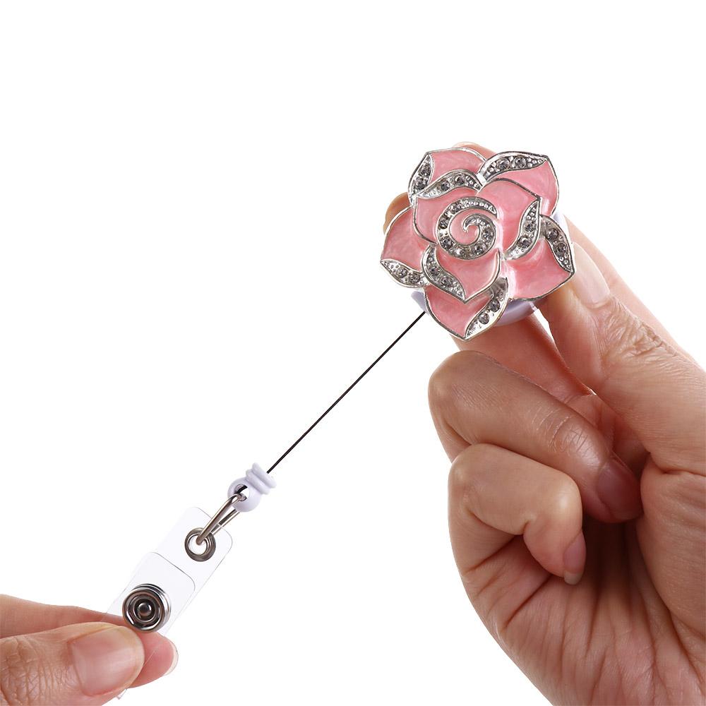 Flower ID Card Badge Clip  Badge Reel Certificate Clasp Badge Holder Retractable Badge Reel