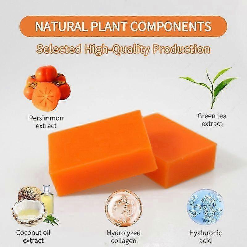Persimmon Soap Bar for Body Odor Control Purifying Deodorizing Body Wash with Goat Milk for Eliminating Body Odor for Skin Brightening, Natural Deod