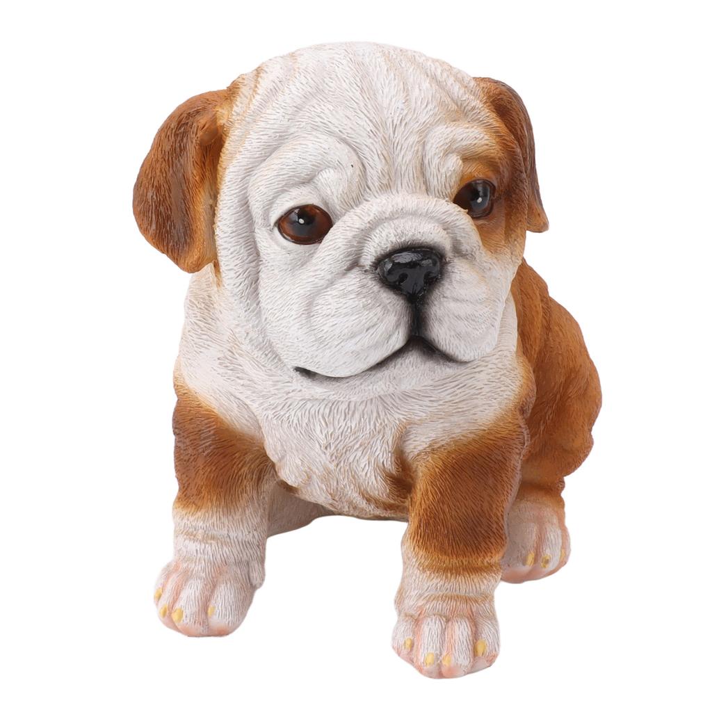 English Bulldog Puppy Statue Lifelike Resin Bulldog Sculpture for Garden Lawn Porch Decoration