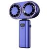 Ventilateur Portable à Main Charge USB Refroidisseur Double Ventilateur Affichage Numérique Batterie Rechargeable Bleu Royal