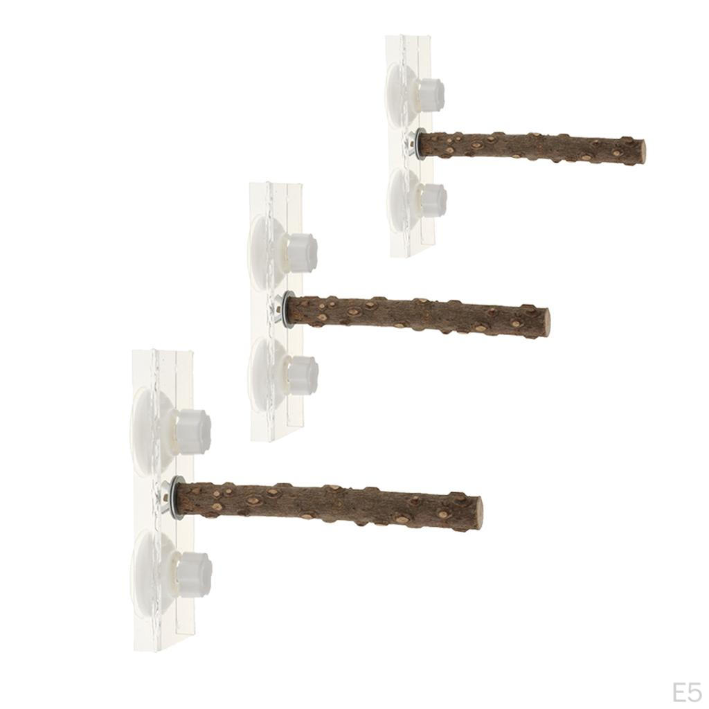 Perch Wooden Stick With Suction Cups For Birds, Parrots,