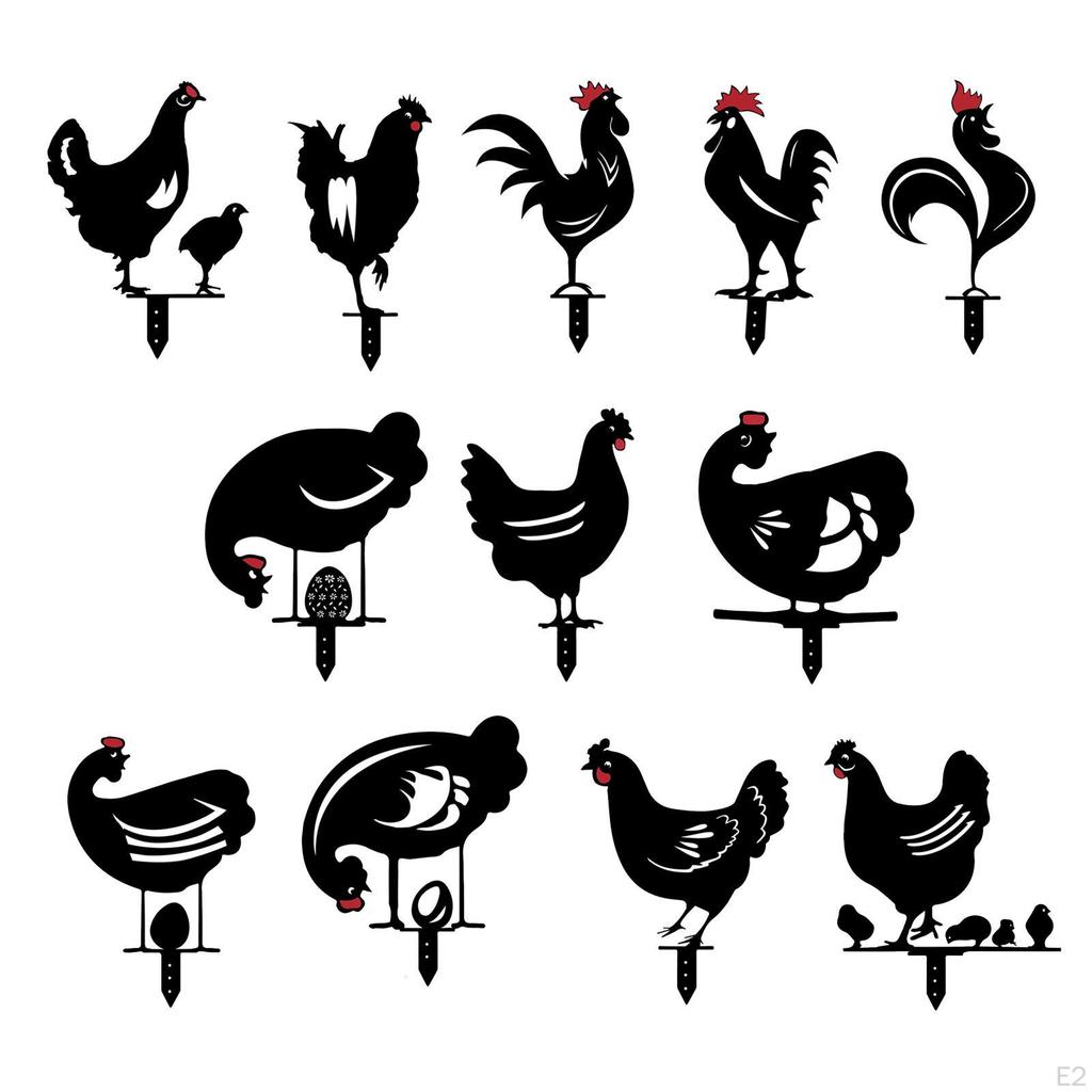 Chicken Silhouette Stakes for Yard Outdoor Garden Statue Decoration, Shadow