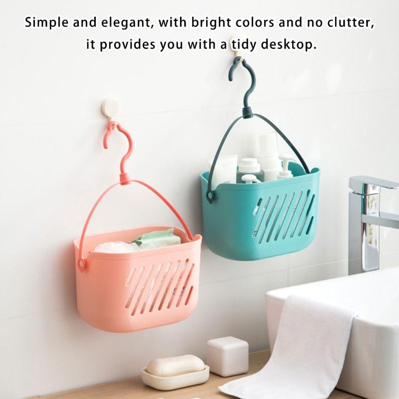 Hanging Shower Holders With Drainage Holes And Handle For Bathroom Organization Plastic Storage Basket Multi Purpose Bath Accessories