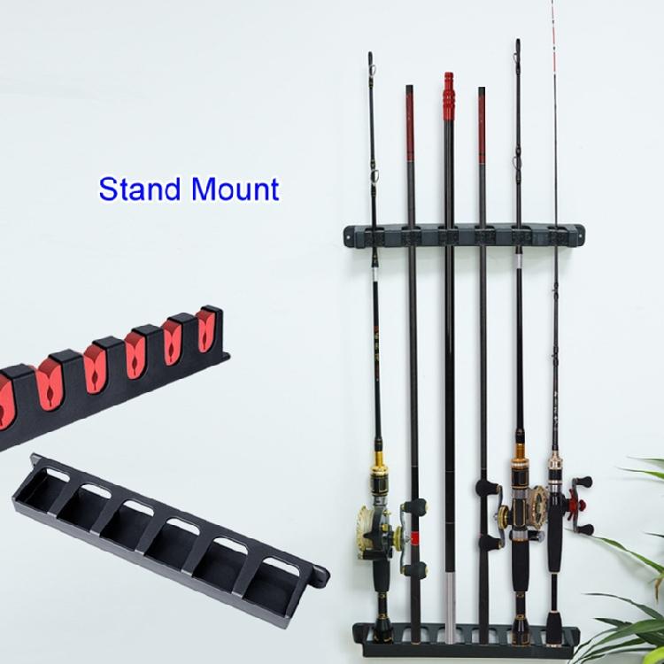 Vertical Pole Rack 6-Rod Fishing Rod Holders for Garage, Cabin and Basement