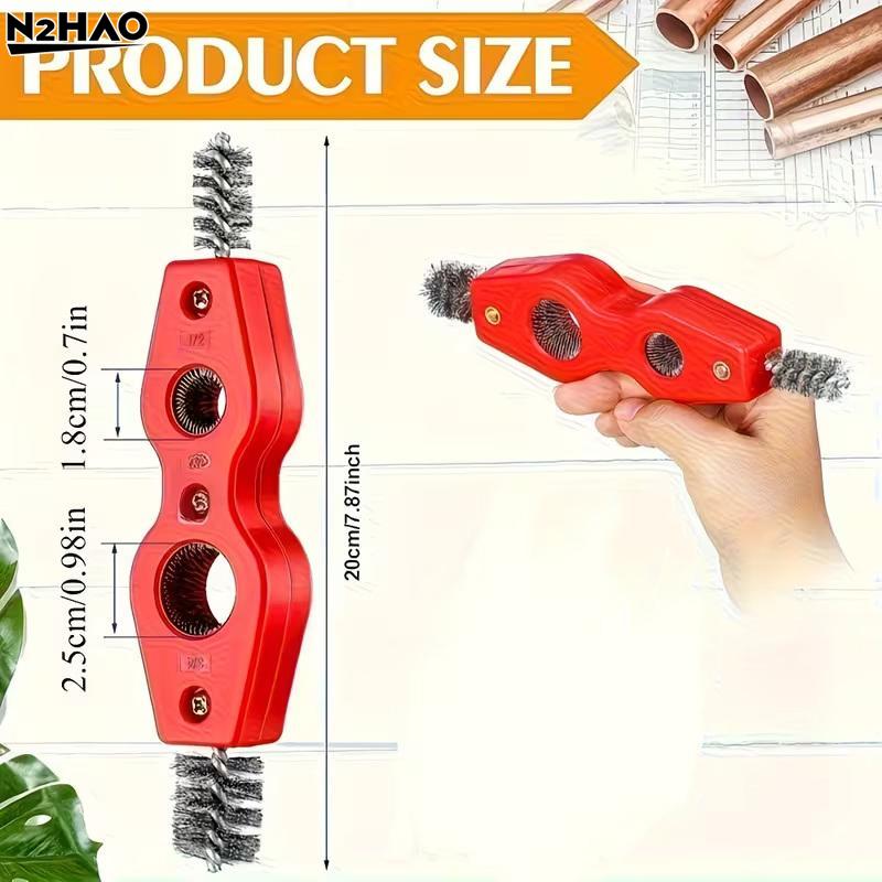 4 In 1 Double-headed Copper Pipe Brush Copper Tube Polishing Inside Outside Reamer Pipe Cleaner Chamfering Tool Pipe Deburrer