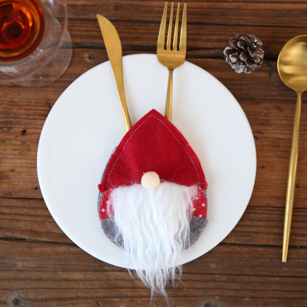 

Red Nordic Whimsical Old Man Cutlery Holder For Unique Celebrations Christmas Red Egg Set