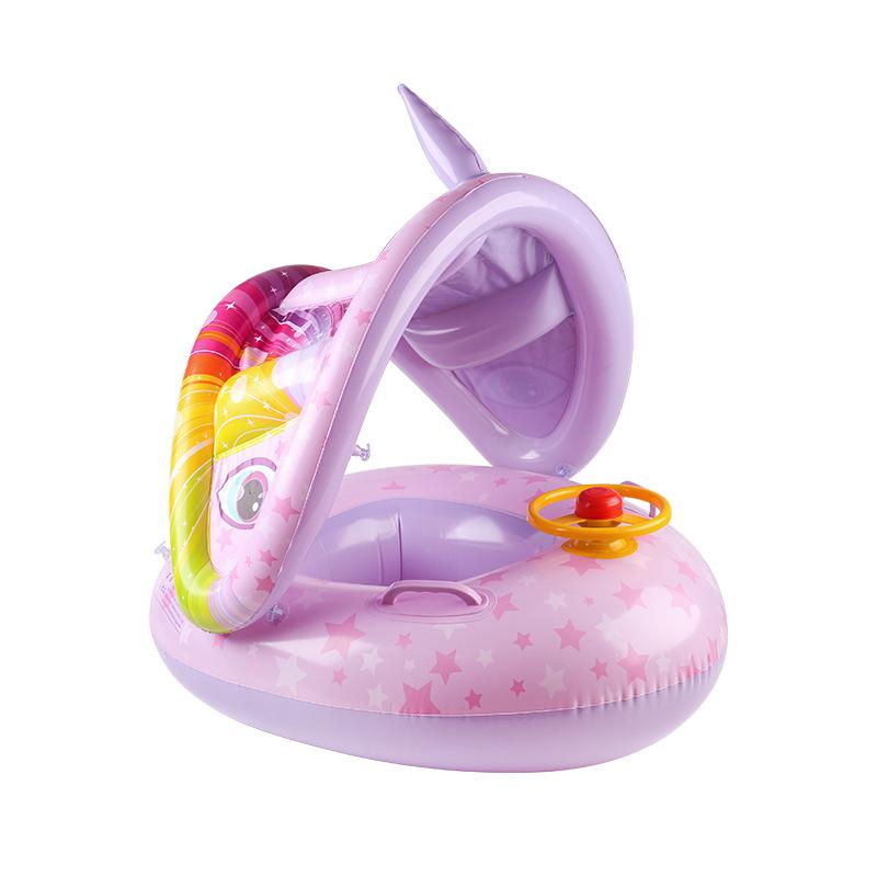 Sunshade Baby Kids Float Seat Boat Inflatable Swim Swimming Ring Pool Water Fun