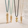 Wind Green Rope Small Fish Necklace Copper Electroplated 14K Gold Delicate Texture Ocean Wind Jewelry Neck Chain