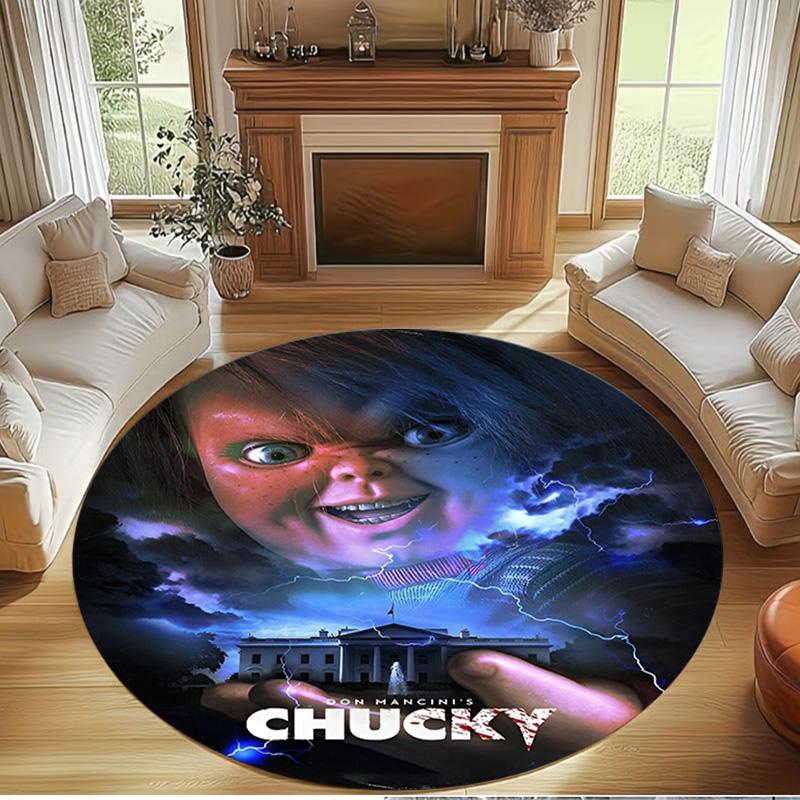 Chucky Print Round Rug, Washable Floor Carpet, For Entryway Dorm Laundry Room Office Study, Home Decor Birthday Christmas Gift