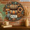 2D Flat, 1pc Vintage Autumn Harvest Metal Wall Sign - Fall Welcome Plaque with Corn, Wheat & Grain Stalks, Aluminum Outdoor/Indoor Decor Suitable for