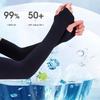 1 Pair Unisex Ice Silk Cycling Sleeves Thumbhole Design Solid Color Sun Protection Arm Cover Running Driving Basketball Sports Sleeves