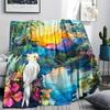 Rainforest Parrot Print Flannel Blanket, High Quality Comfortable for All Seasons, Home Decor, Warmth and Comfort, Perfect for Christmas Gifts