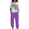 Temu Spring and Autumn Fashion Women's Clothing Plant Flower Printing Casual Crew Neck Short Sleeve Pants Two-piece Set