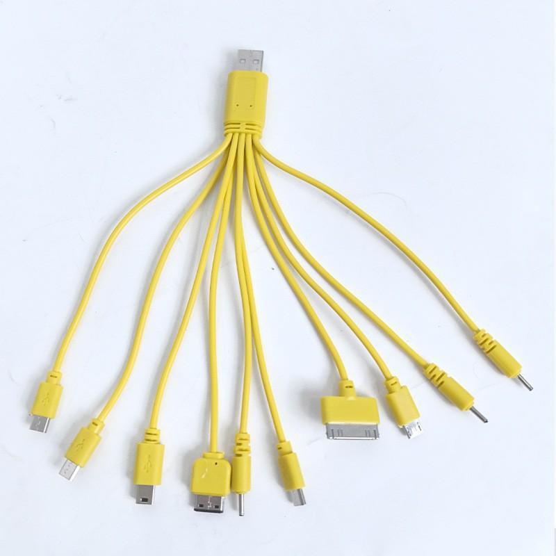 10-in-1 Universelles Multi-Kopf-USB-Ladekabel Schnellladekabel Tragbares Kabel für Handy Ohrhörer Powerbank Outdoor-Nutzung
