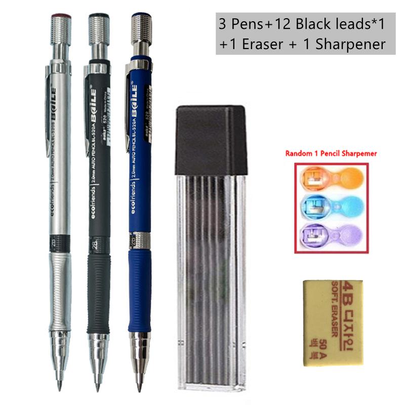2.0mm Mechanical Pencil Black/Color Lead Refill Sketching Pencil Art Sketch Painting Writing Tool For School Office Stationery