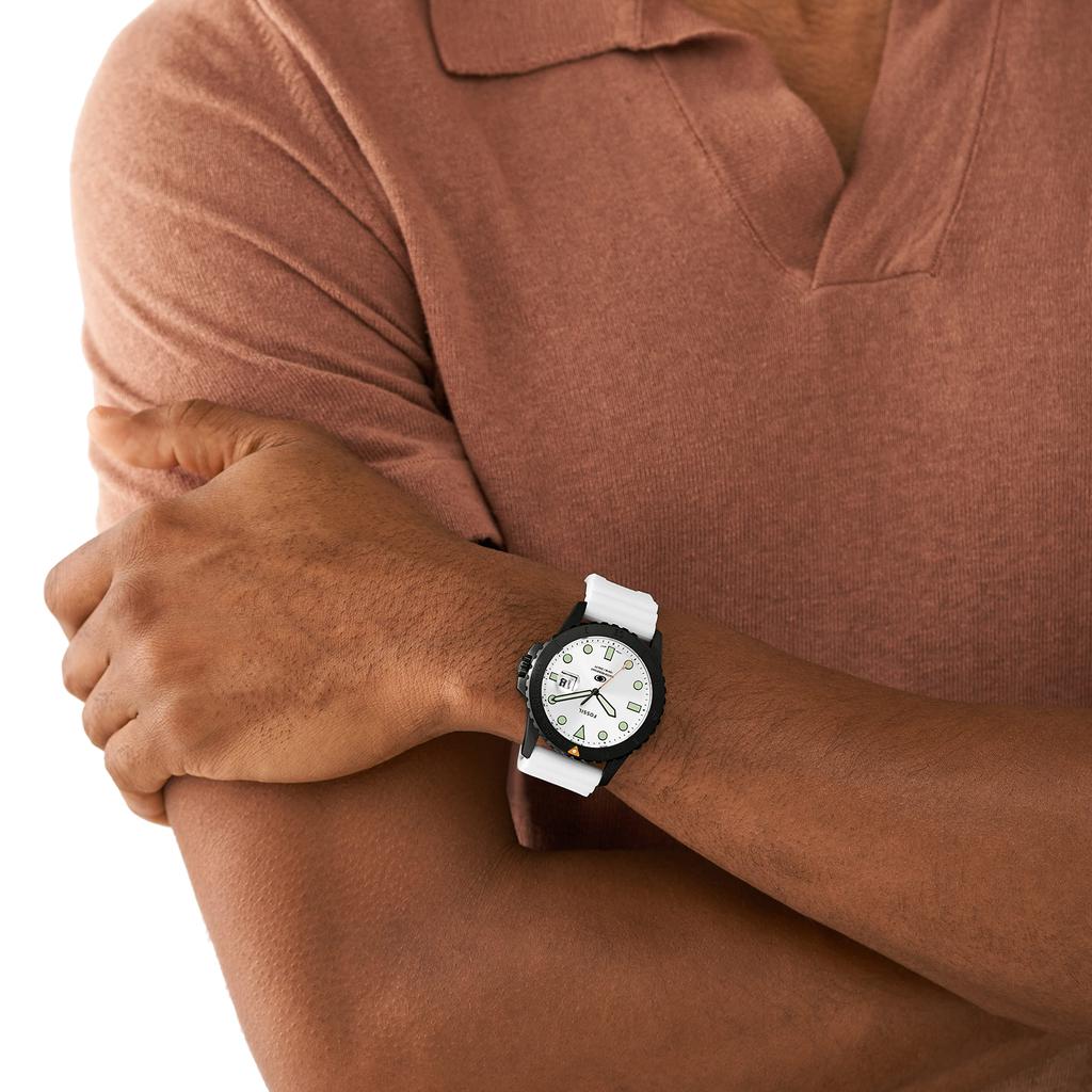FOSSIL BLUE Date White Silicone Watch Three-Hand