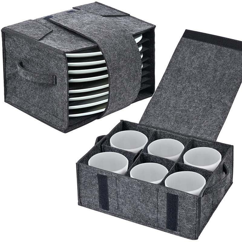 

Portable Felt Cup Plate Storage Bag for Picnic Camping Tableware Plate Storage Bag 27*20*18cm темно-серого