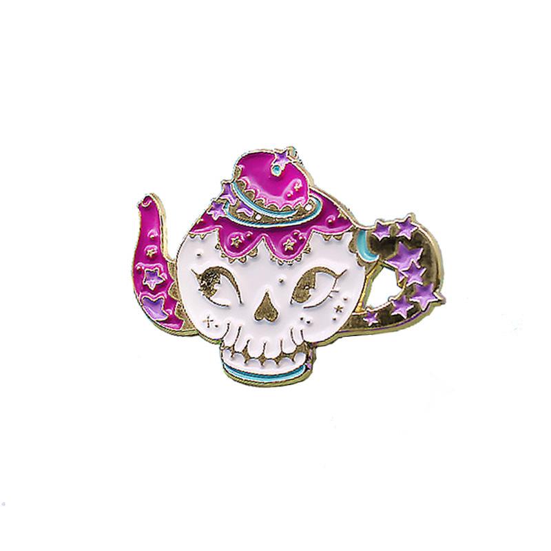 Exquisite Magic Skull Coffee Pot & Cup Brooch
