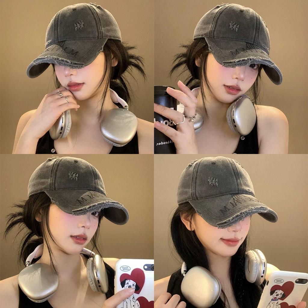 Denim Baseball Cap Men Women Vintage Distressed Wide Brim Sun Hat Casual Summer Accessory