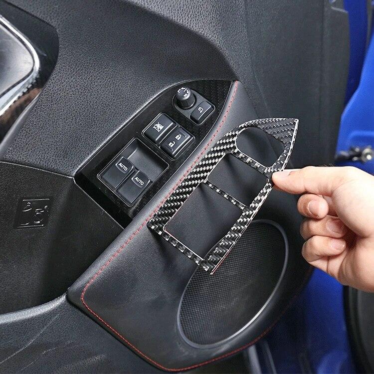 Miękkie włókno węglowe styl drzwi samochodu szyba przełącznika podnoszenia naklejka ramka dla Subaru BRZ/Toyota 86 2012- akcesoria do wnętrz samochodowych