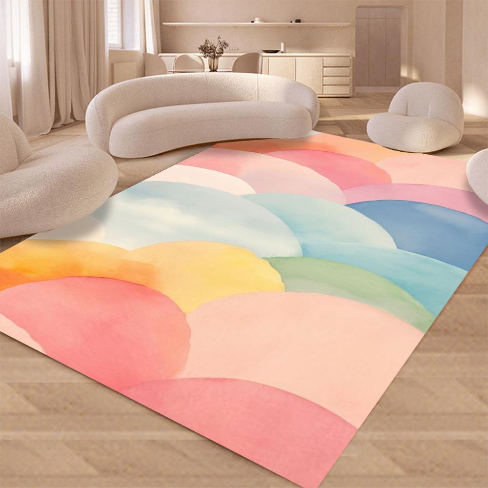 Cartoon Rainbow Cloud Kids Carpet Colorful Star Pattern Floor Mat Rug for Children's Bedroom Living Room Home Decoration